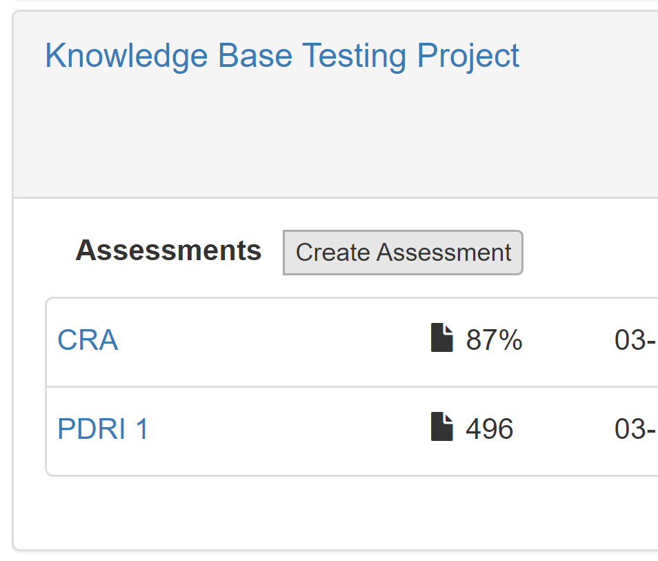 Create Assessment from Existing Project (Commissioning)