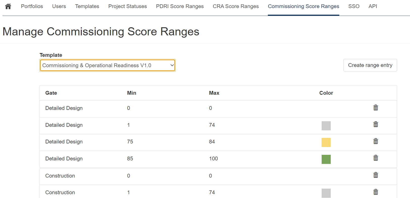 Edit Score Ranges and Colours (Commissioning)