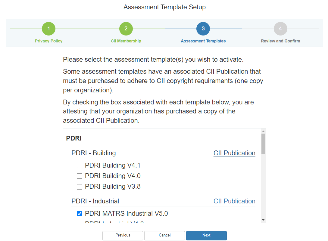 Assessment Template Setup