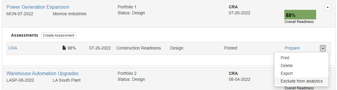 Exclude assessment from Analytics